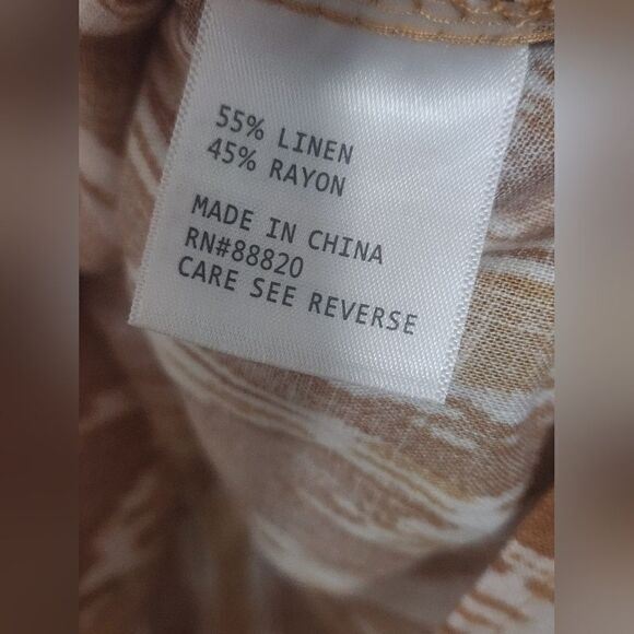 NWTChristian Siriano L MustardWhite CroppedPockets LINENBlendShrtslv WomenShirt - Picture 6 of 7